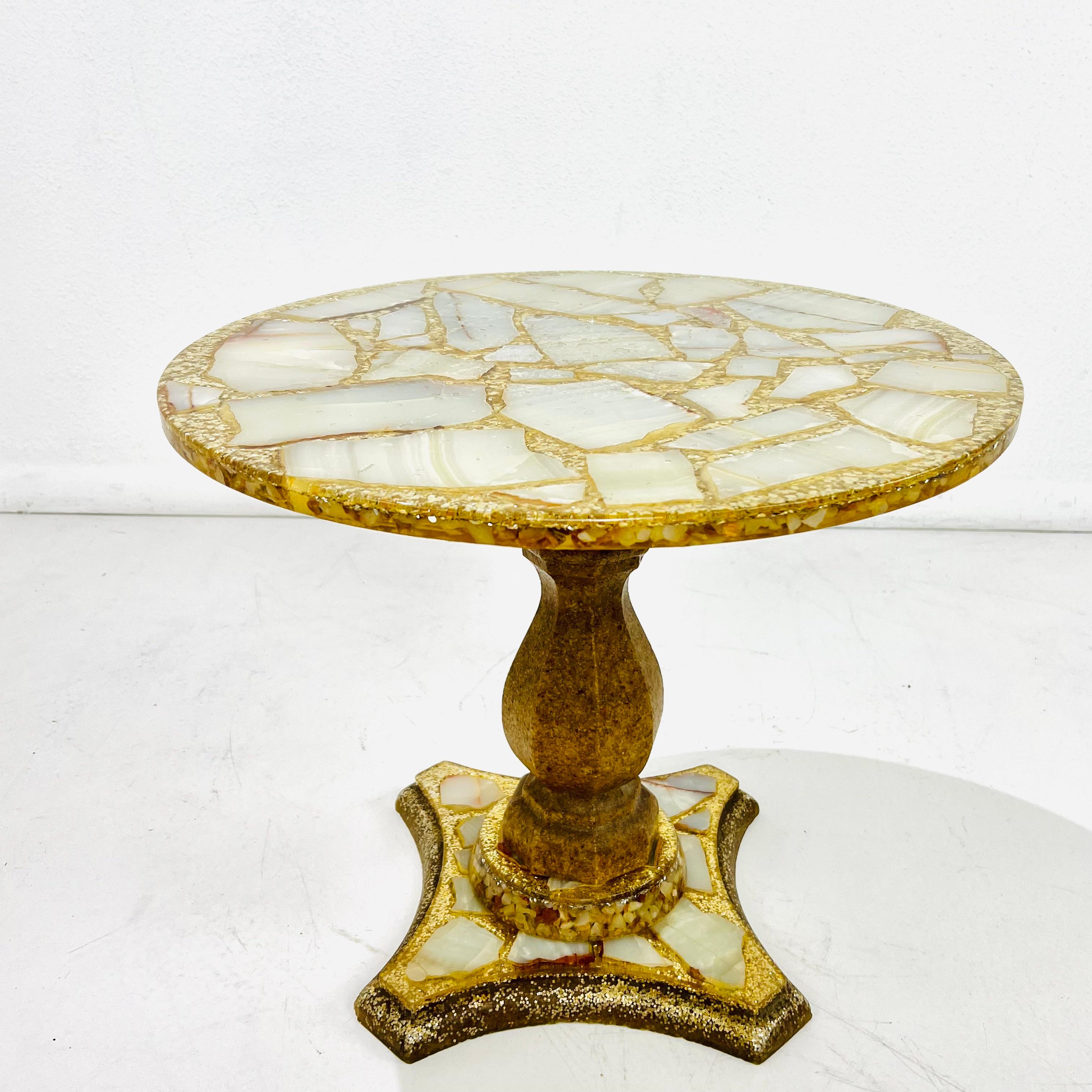 Pair of Abalone, Onyx, and Gold Leaf Side Tables by Arturo Pani 7