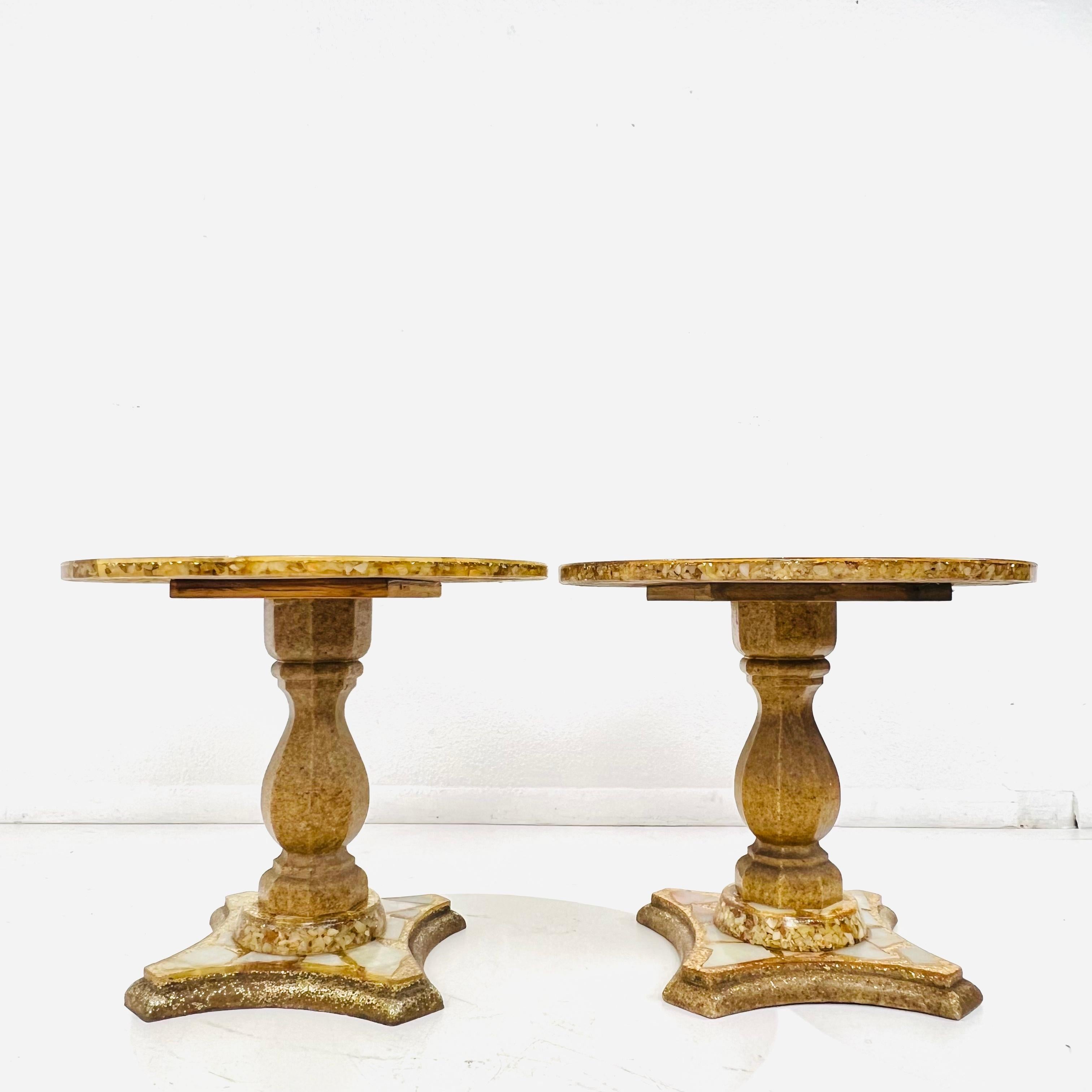Pair of Abalone, Onyx, and Gold Leaf Side Tables by Arturo Pani 13