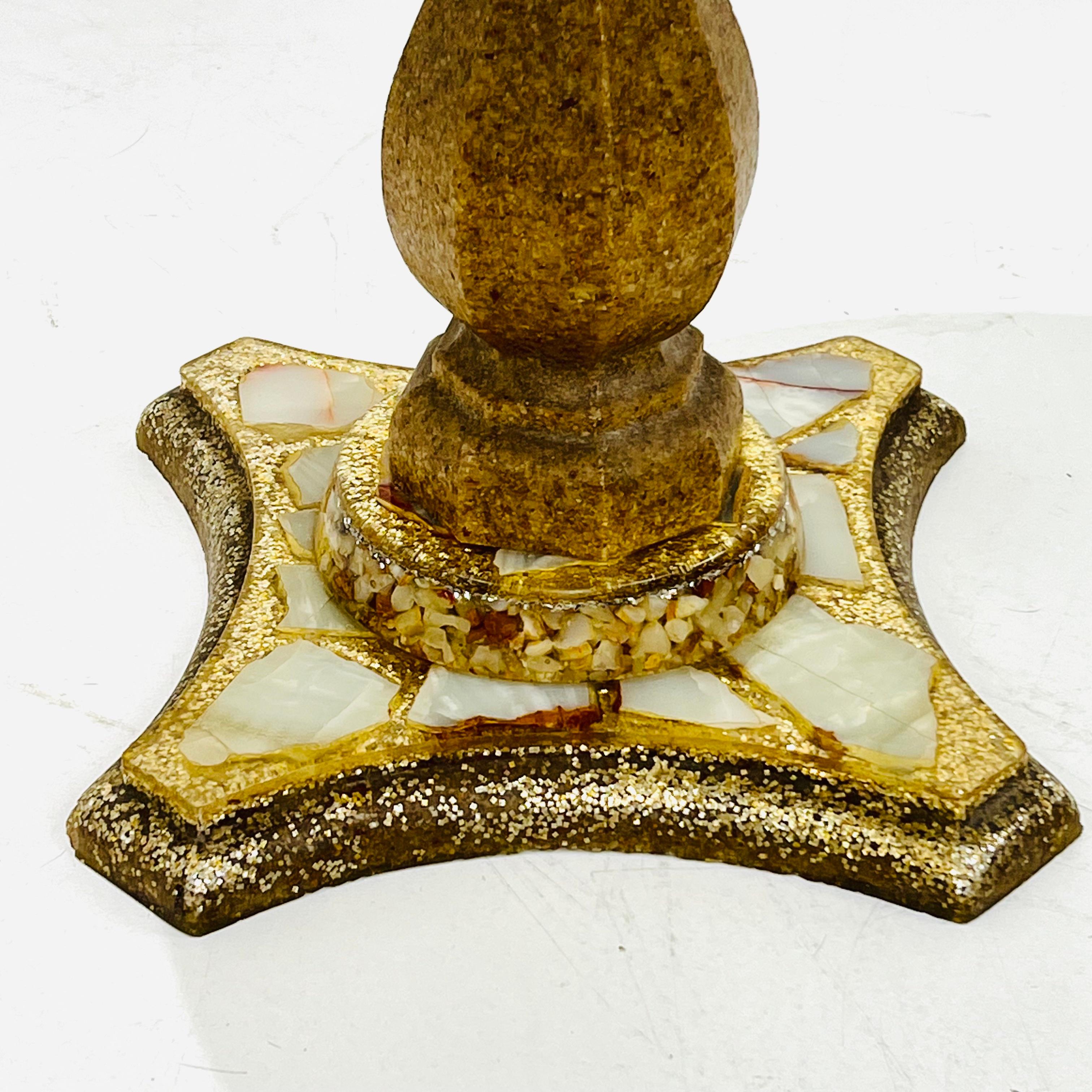 Pair of Abalone, Onyx, and Gold Leaf Side Tables by Arturo Pani 2