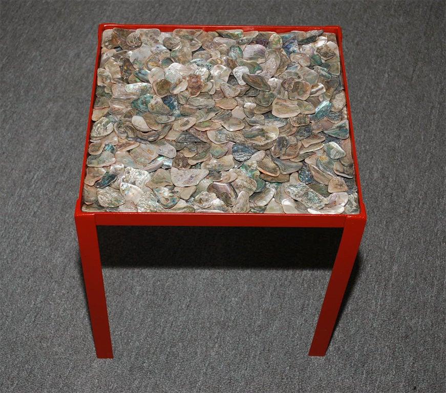 Modern Pair of Abalone Shell Tables in the Style of Tony Duquette For Sale