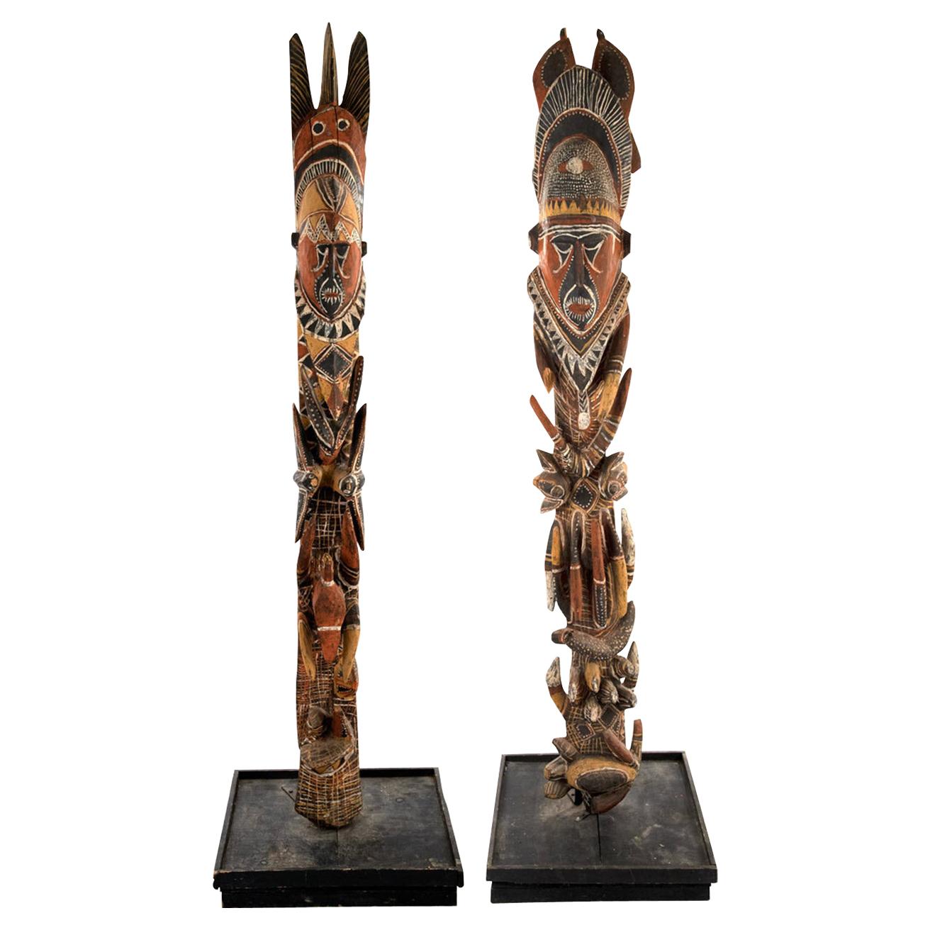 Pair of Abelam Maprick Standing Figures, Middle Sepik Region, Papua New Guinea For Sale