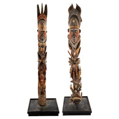 Antique Pair of Abelam Maprick Standing Figures, Middle Sepik Region, Papua New Guinea