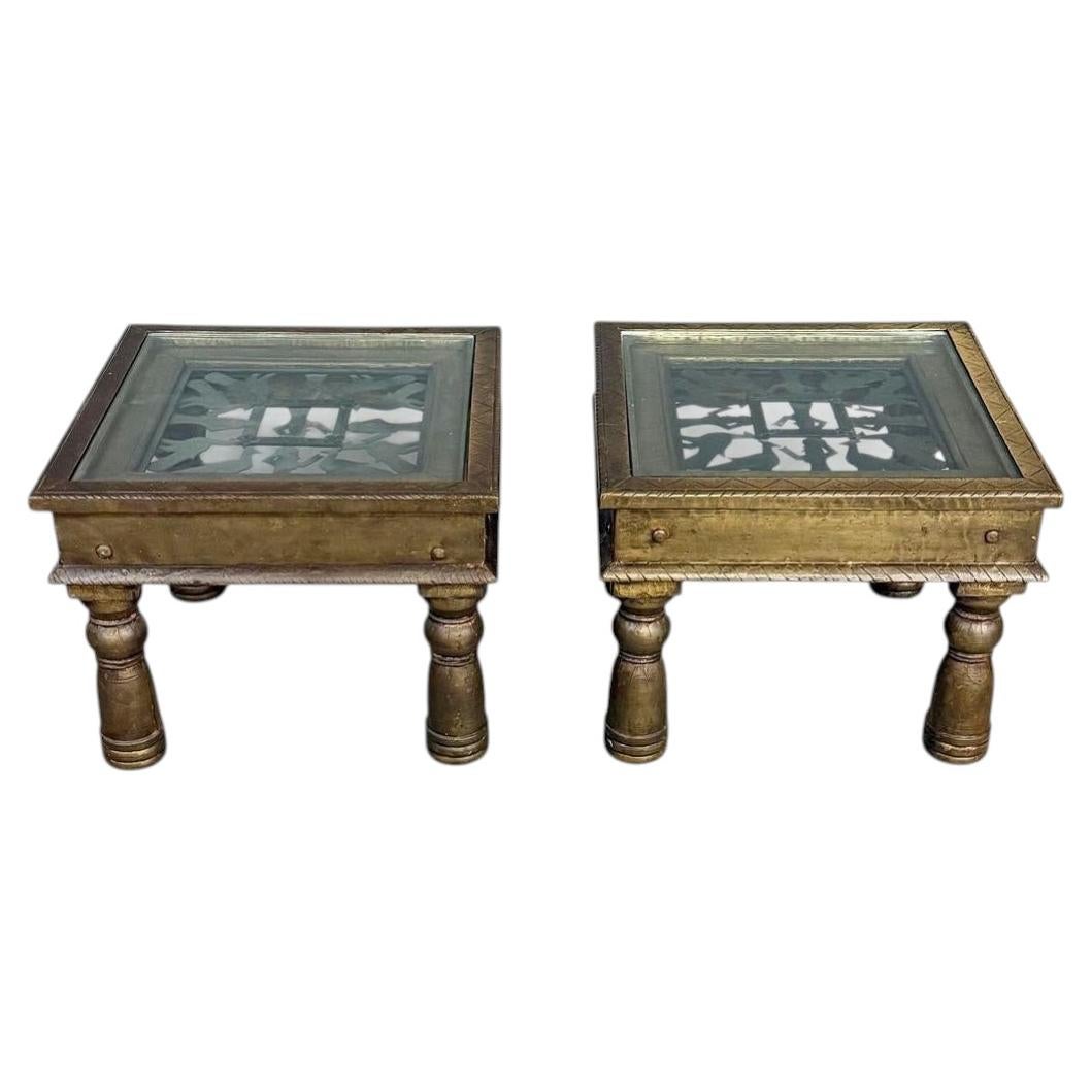 Pair of Decorative brass side tables