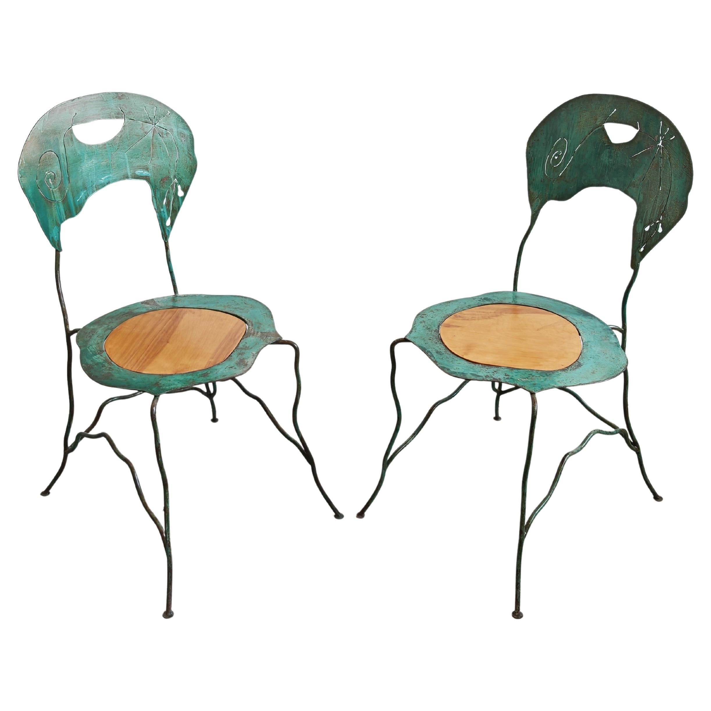 Paire de chaises d
art abstraites attribuées à Bohuslav Horak, Tchécoslovaquie, années 1980