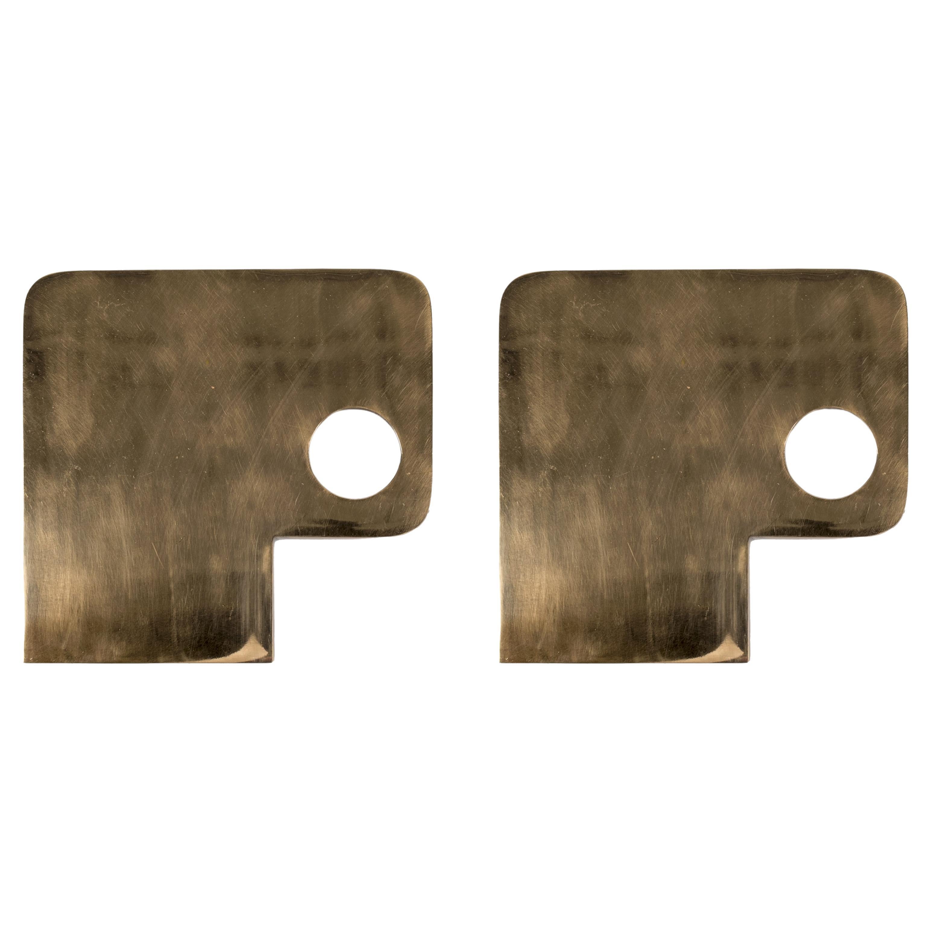 Pair of Abstract Bronze Sconces Attributed to Leon Calderi For Sale