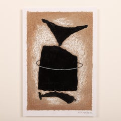 Pair of Abstract Collagen Brown-Black Monogrammed and Dated Norbert Krabbe, 1997