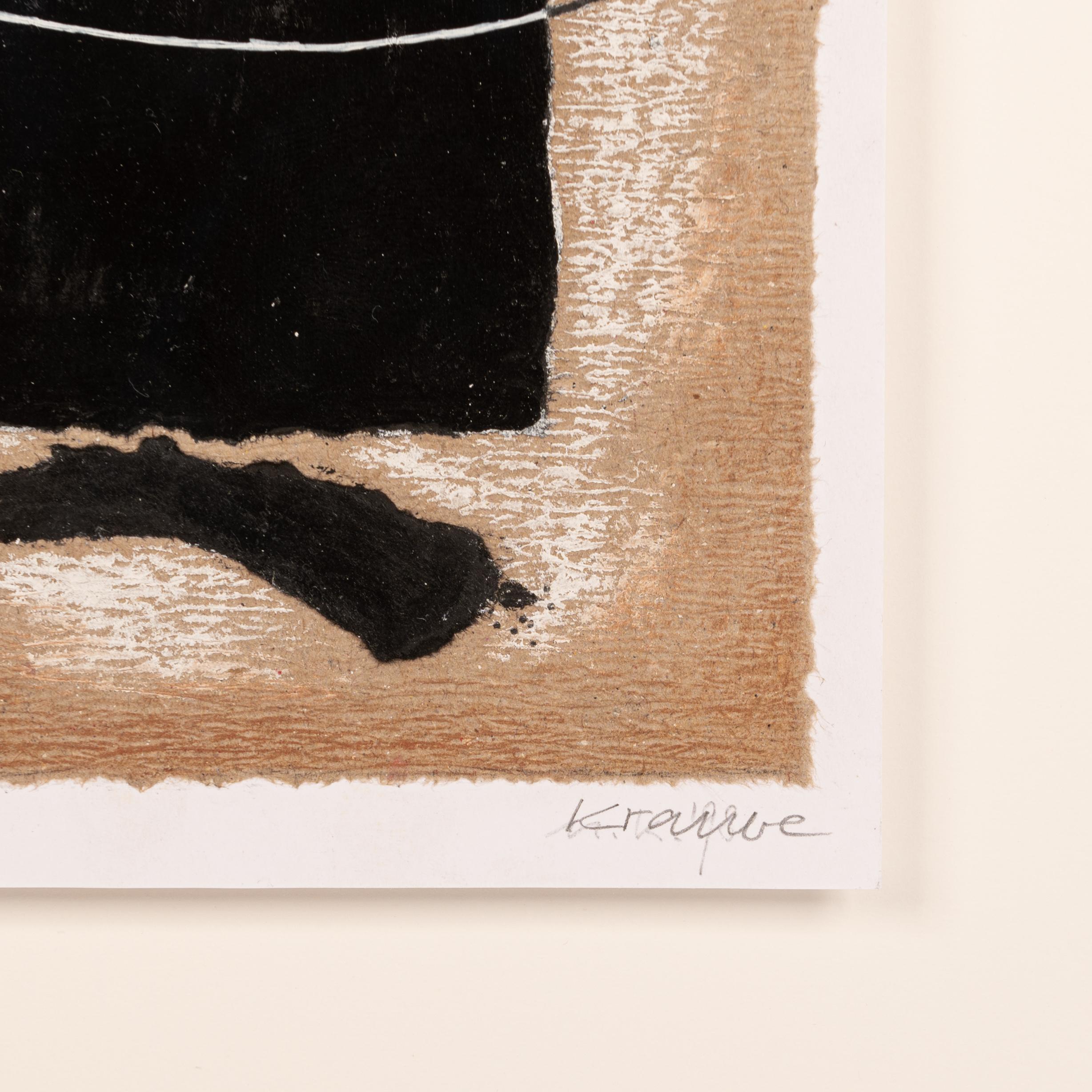 Hand-Crafted Pair of Abstract Collages Brown-Black Monogrammed and Dated Norbert Krabbe, 1997 For Sale