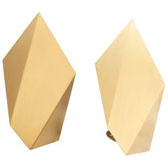 Pair of Abstract Folded Sconces in Satin Brass