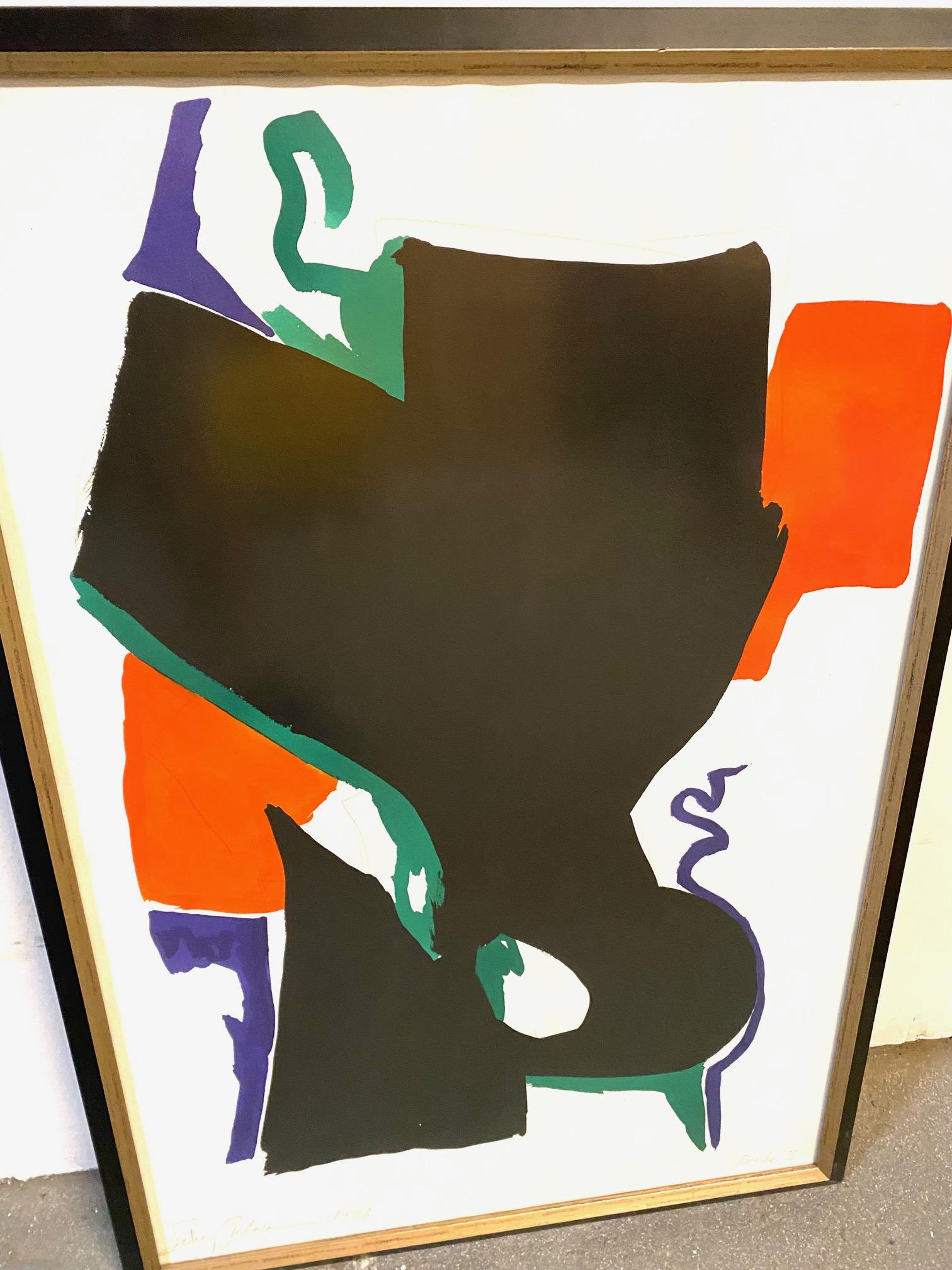 Coppia di Gouache astratte e matite di Sidney Guberman in vendita 4