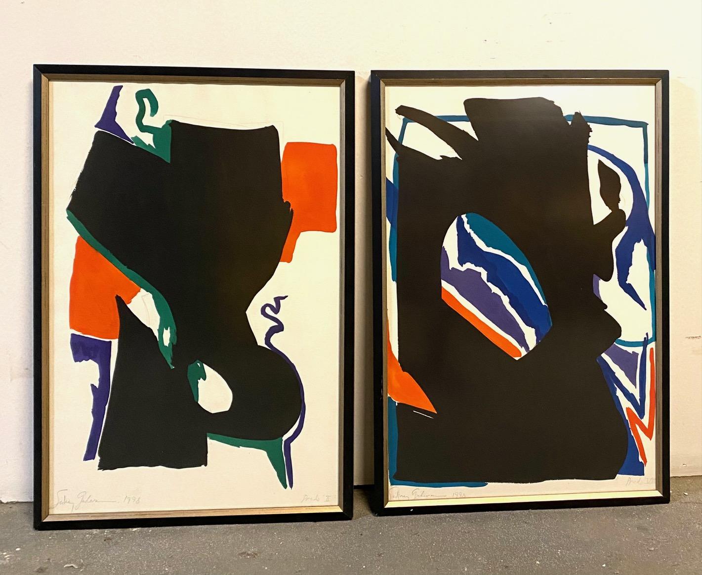 Coppia di Gouache astratte e matite di Sidney Guberman In condizioni buone in vendita a Montreal, QC