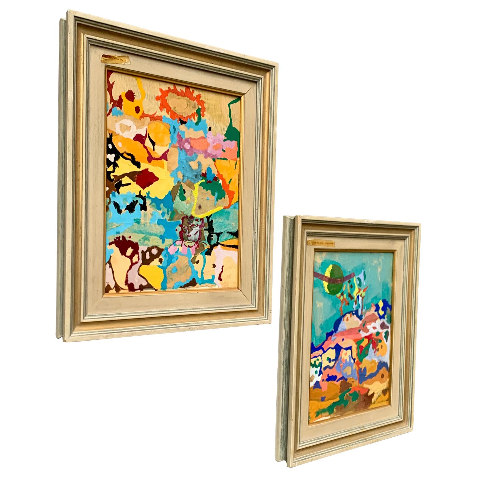 Pareja de obras de arte abstractas italianas de los años 70 Italiano en venta