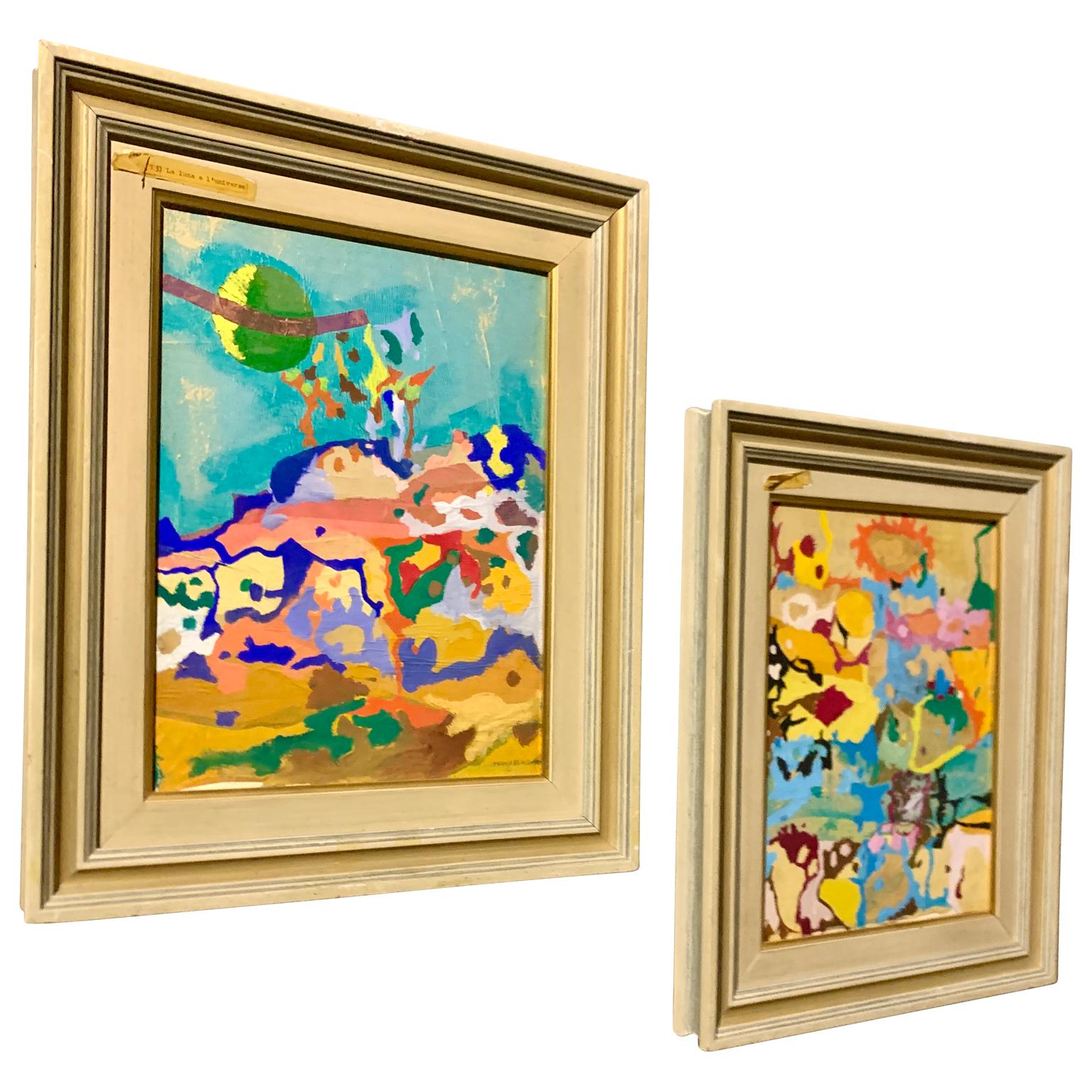 Pareja de obras de arte abstractas italianas de los años 70 Hecho a mano en venta