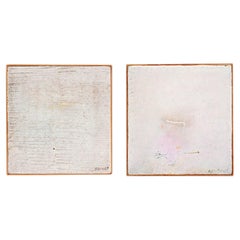 Pair of abstract mixed media - "Dans la Brume" & "Imagine" - Brunet Marie 1984