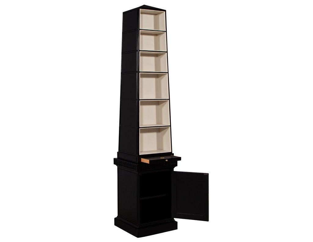 American Classical Pair of Abstract Obelisk Bookcase Cabinets by Baker Furniture For Sale