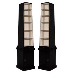 Pair of Abstract Obelisk Bookcase Cabinets by Baker Furniture