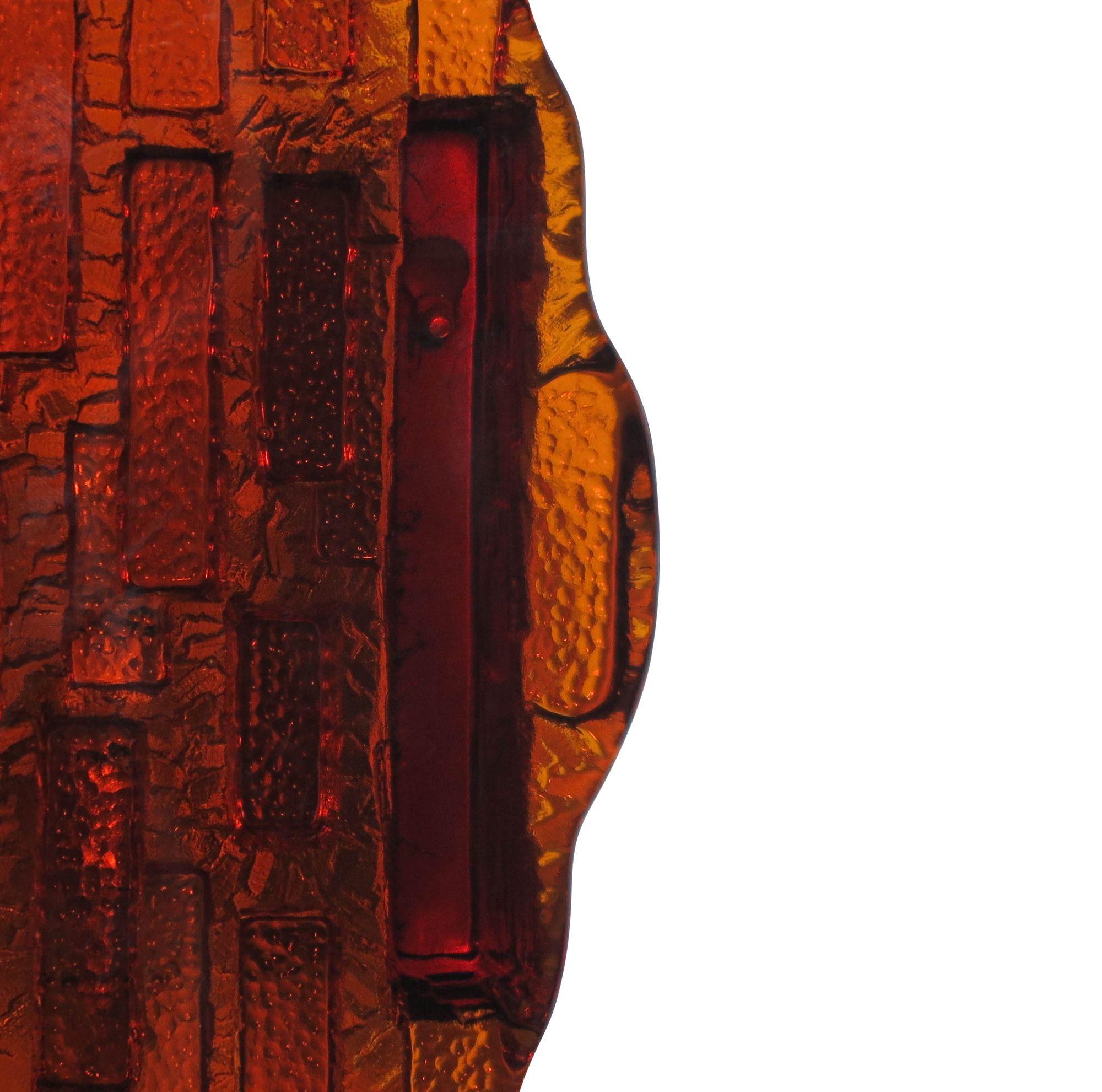 Pareja de apliques de cristal naranja abstracto Escandinavo moderno en venta
