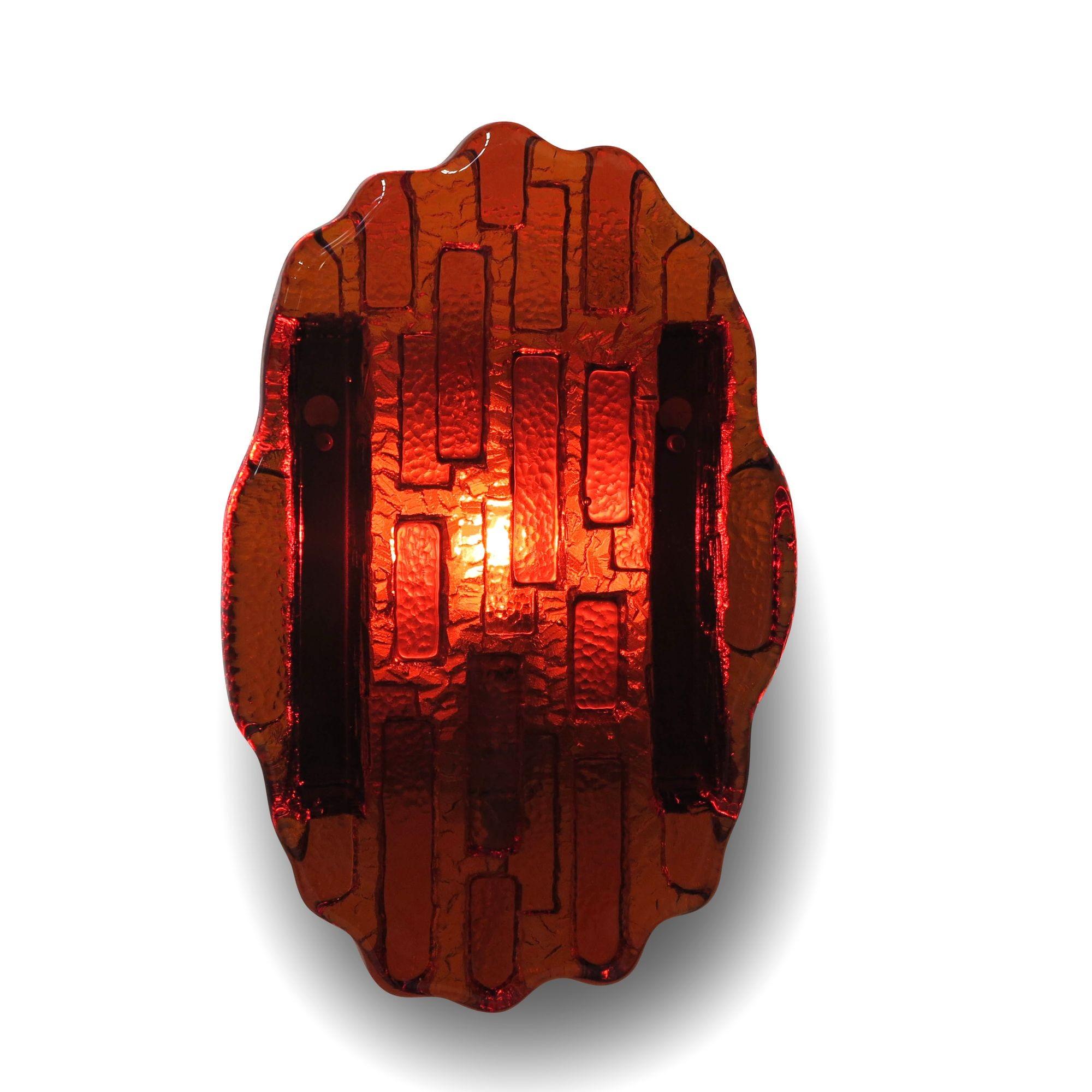 Pareja de apliques de cristal naranja abstracto en Excelente estado para la venta en Oakland, CA