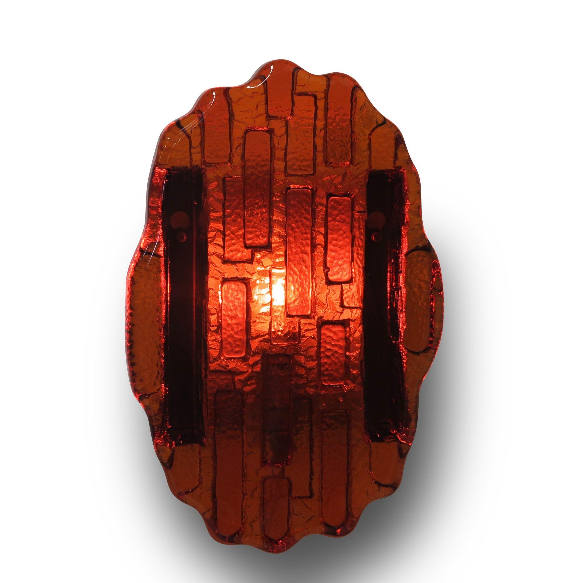 Pareja de apliques de cristal naranja abstracto Vidrio en venta
