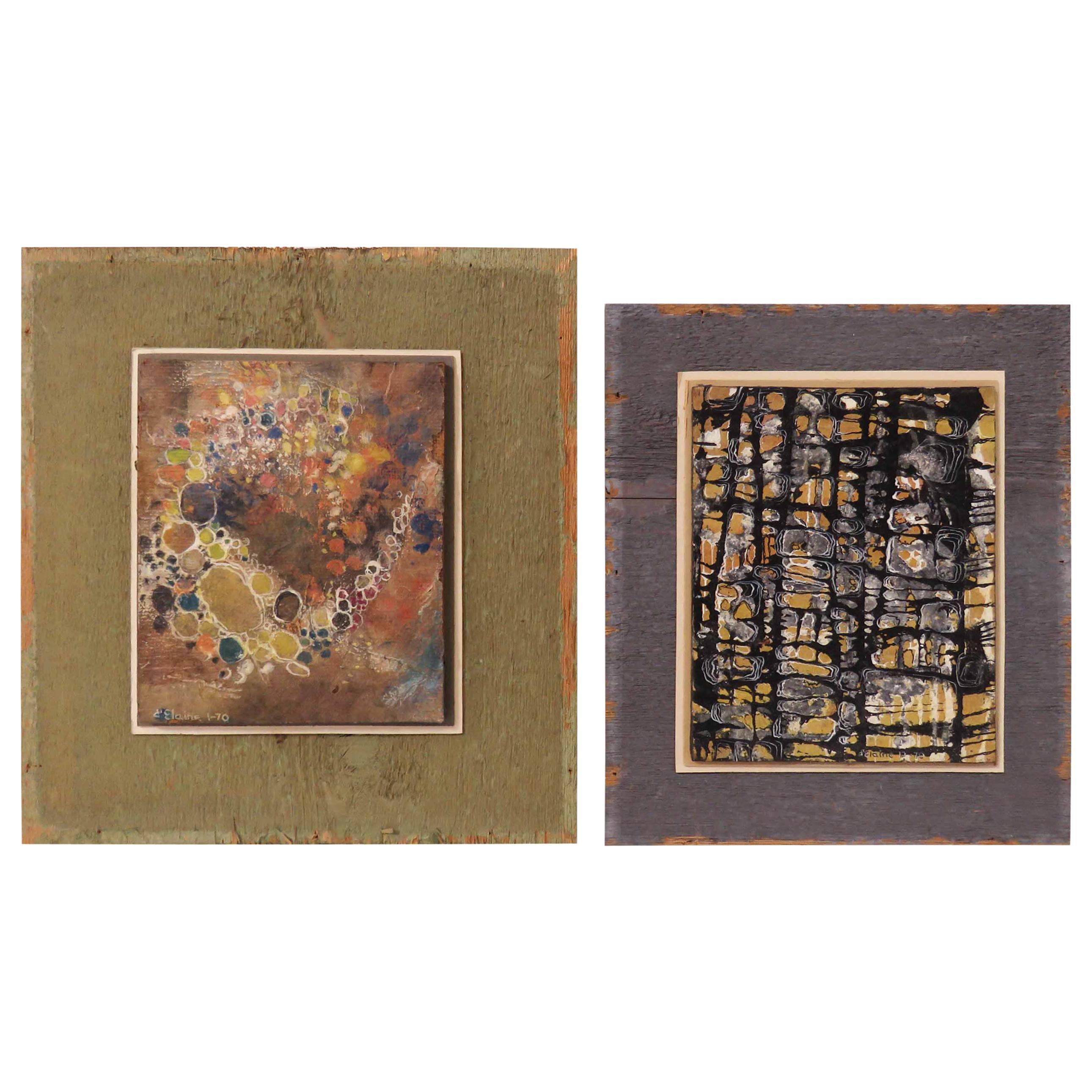 Pair of Abstract Paintings by d'Elaine Johnson, Dated 1970