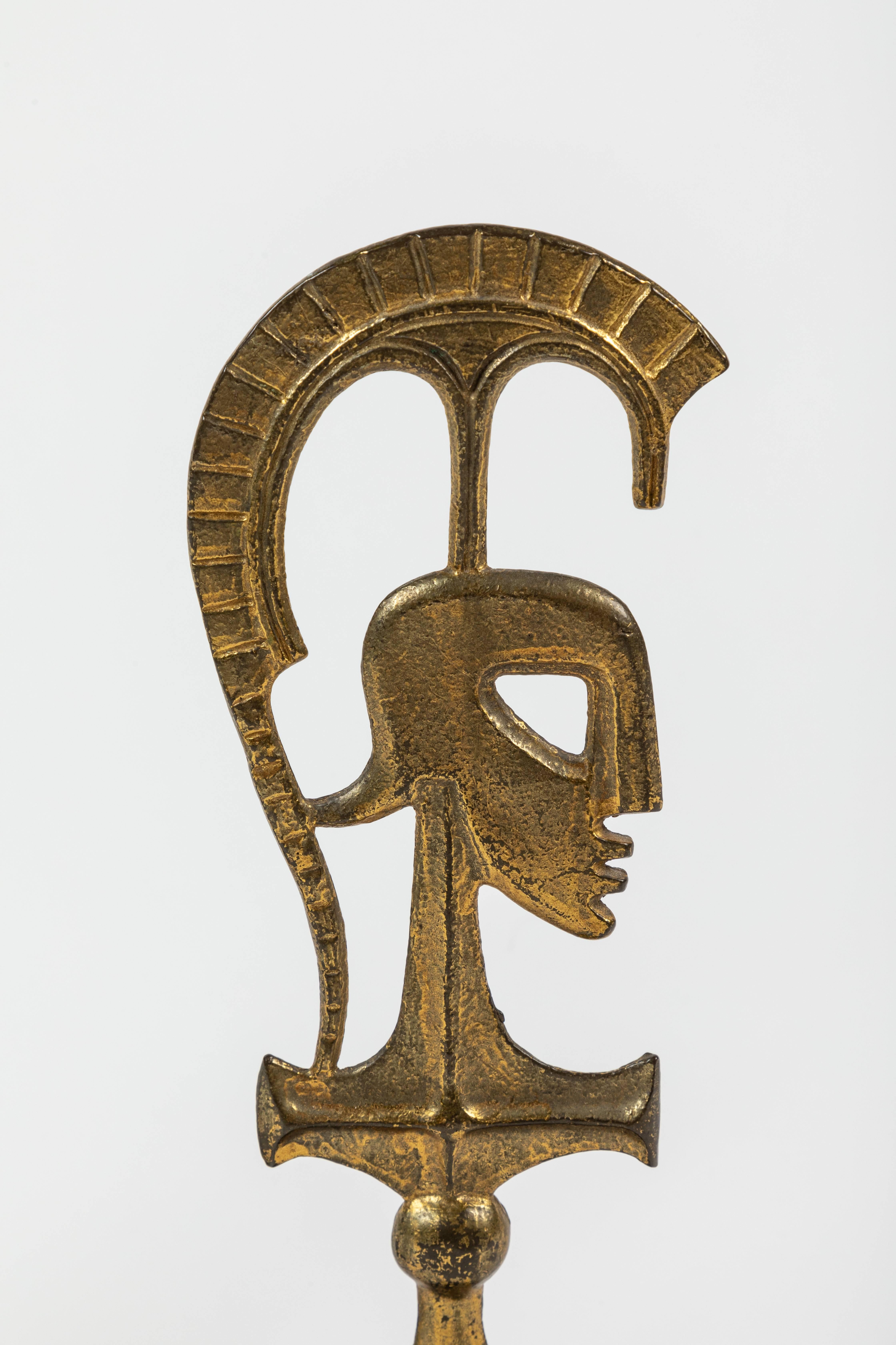 Polished Pair of Abstract Roman Gladiator Sculptures by Frederick Weinberg