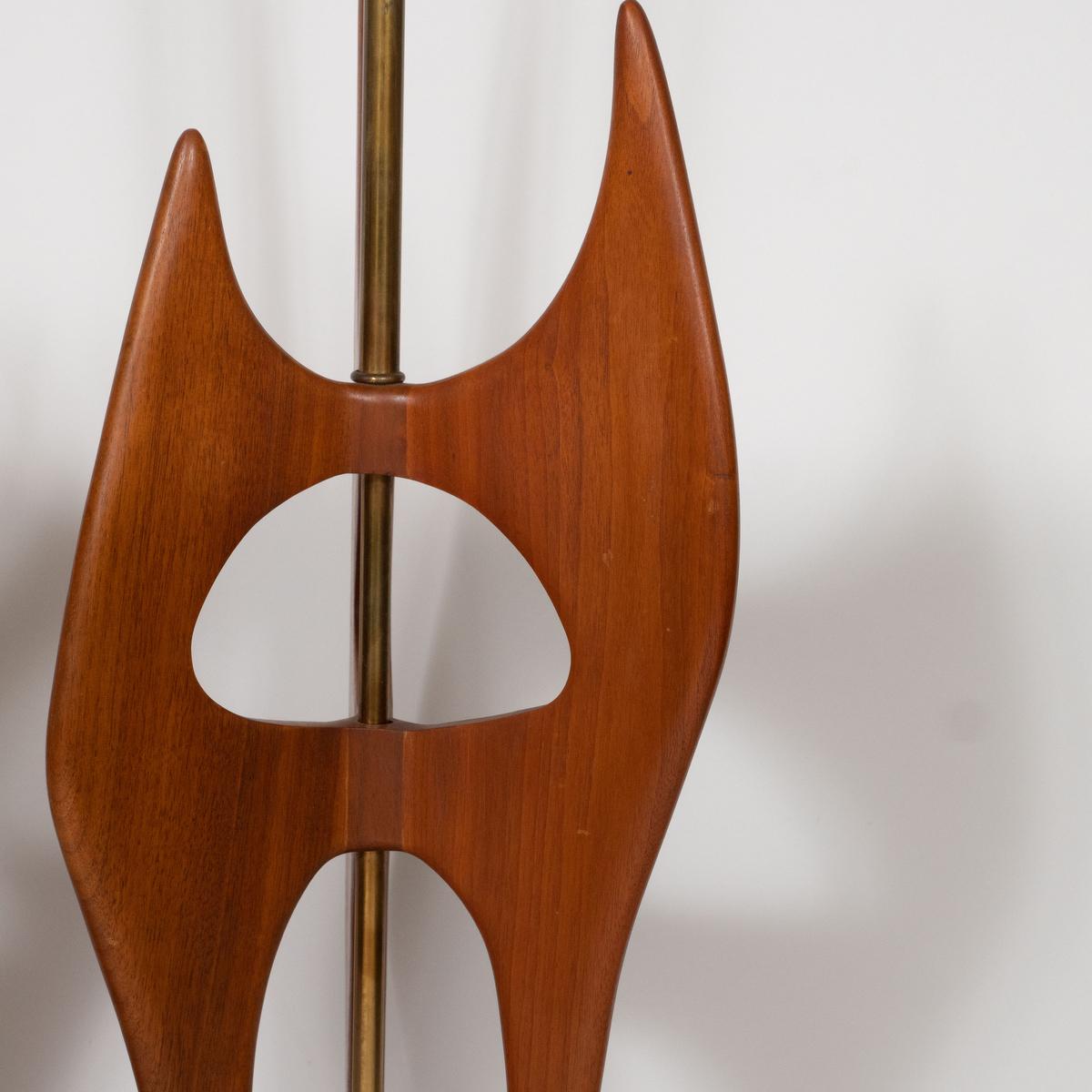 Pair of Abstract, Sculptural Walnut Wood Table Lamps For Sale 4