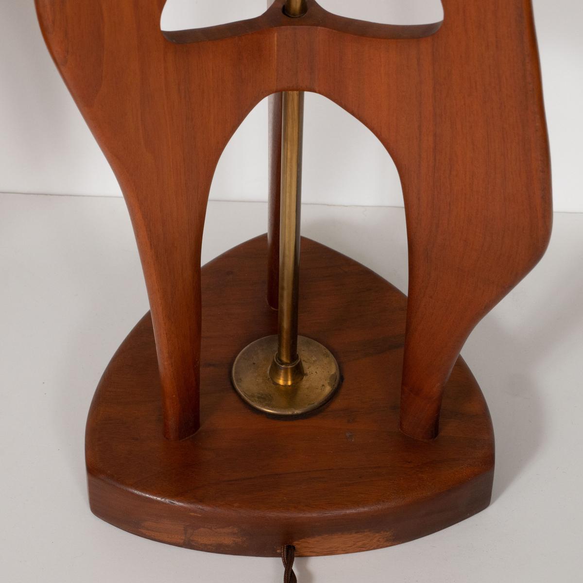 Pair of Abstract, Sculptural Walnut Wood Table Lamps For Sale 7