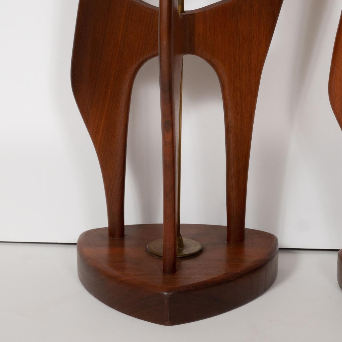 Pair of Abstract, Sculptural Walnut Wood Table Lamps For Sale 8
