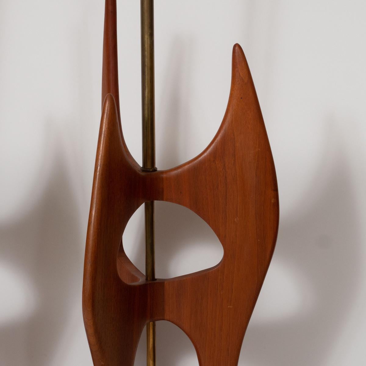Pair of Abstract, Sculptural Walnut Wood Table Lamps For Sale 1