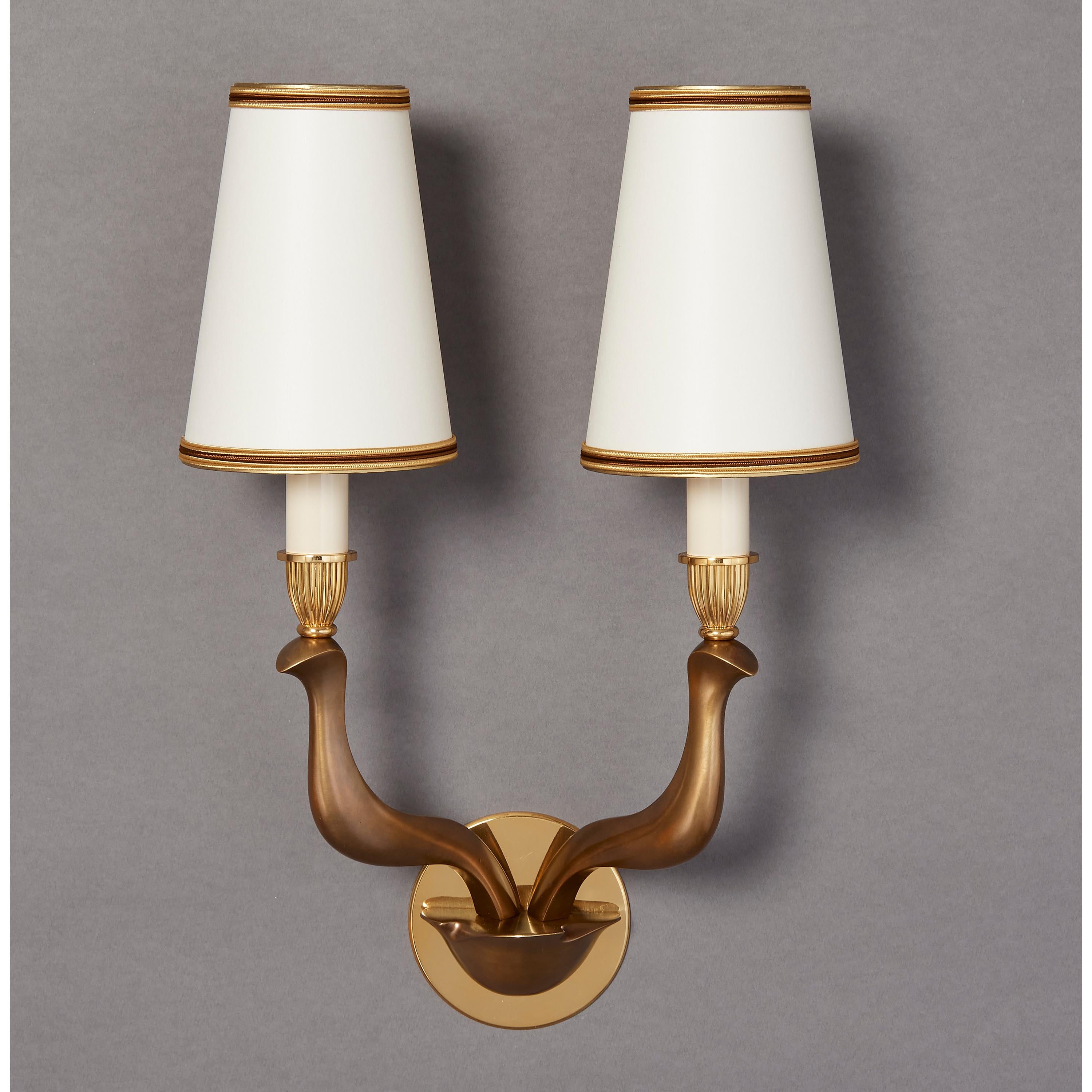 Italian Pair of Abstracted Bird Bronze Sconces, Italy, 1960's For Sale