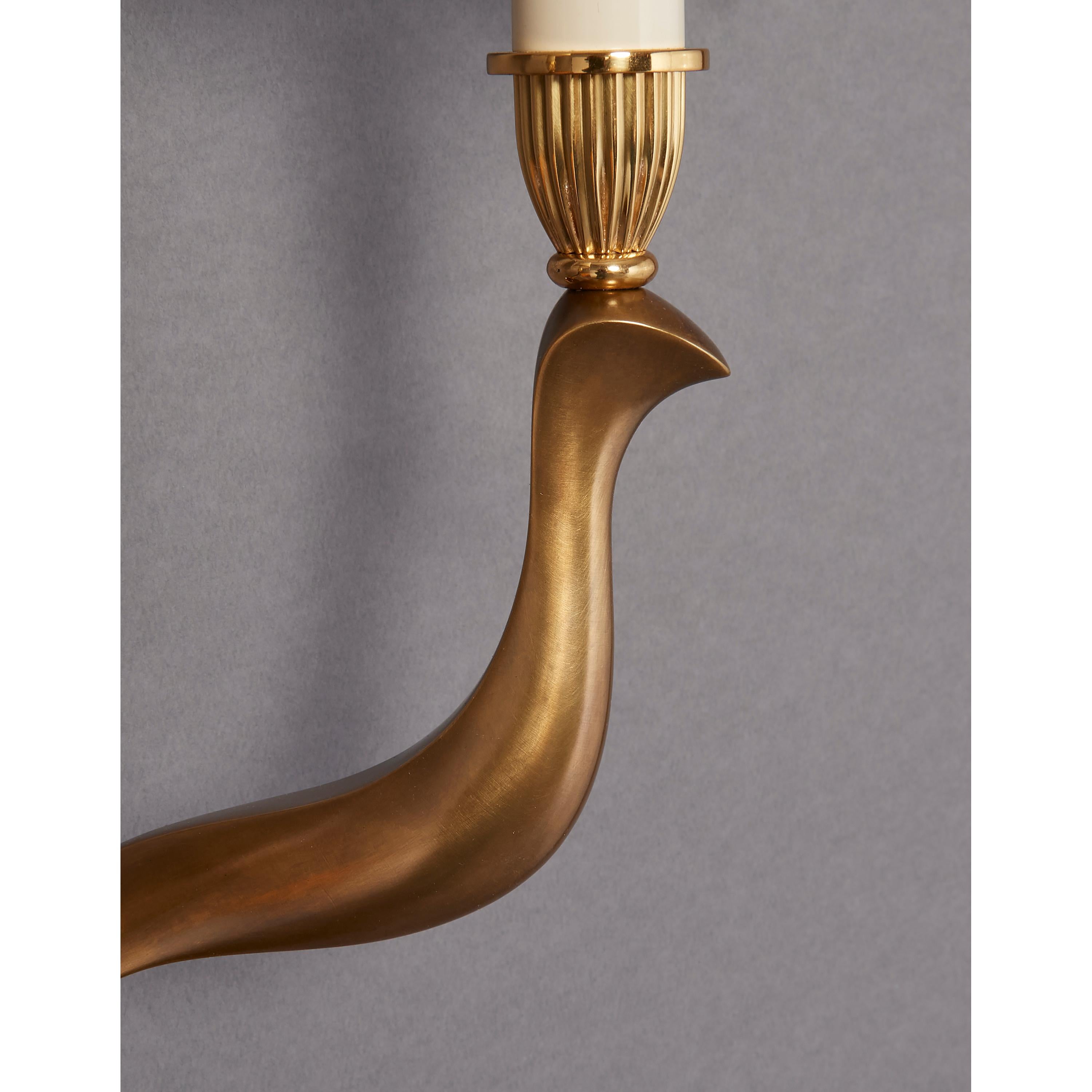 Mid-20th Century Pair of Abstracted Bird Bronze Sconces, Italy, 1960's For Sale