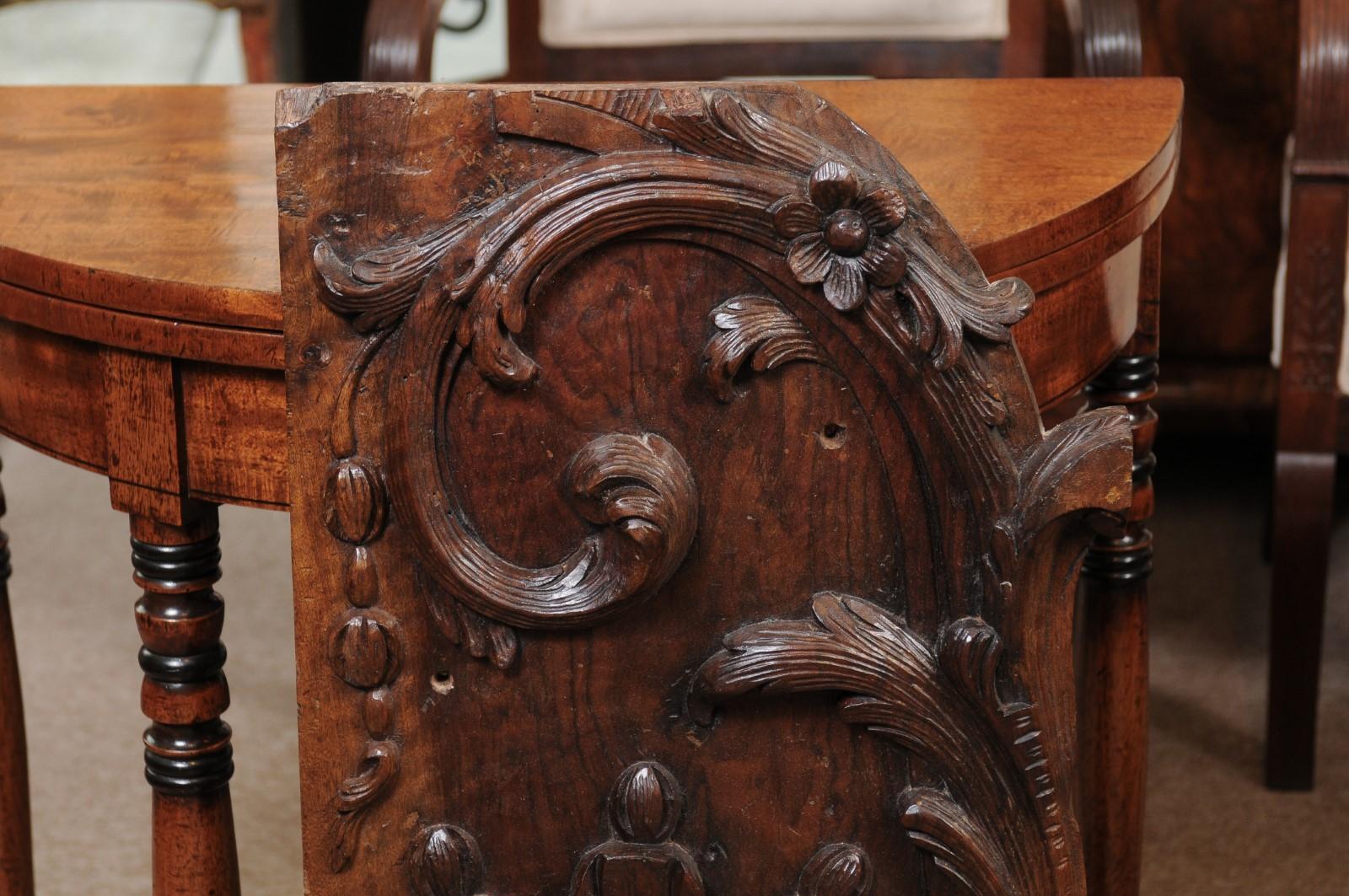 18th Century and Earlier Pair of Acanthus Leaf Caved Walnut Architectural Elements, 18th Century For Sale