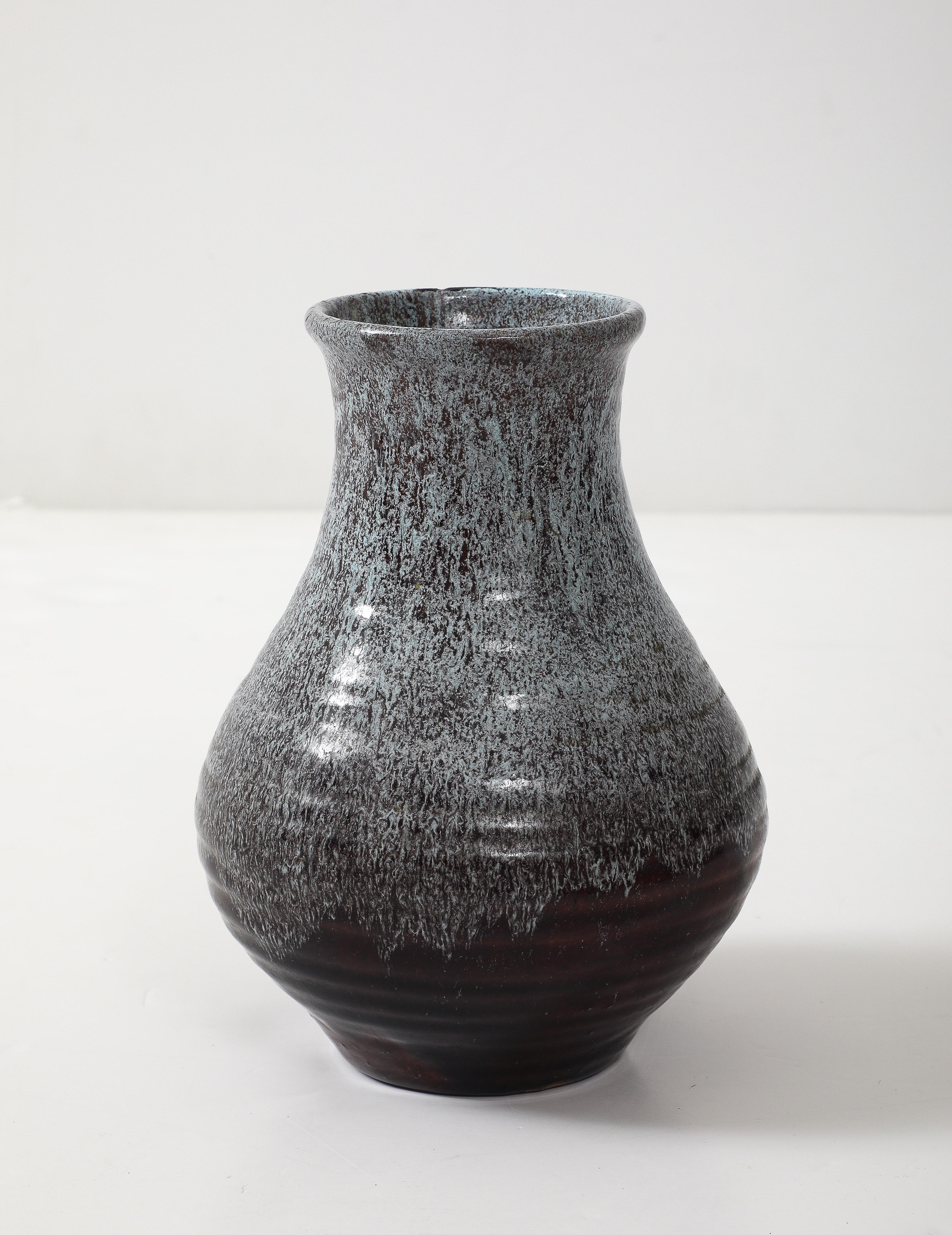 Hand-Crafted Pair of Accolay Speckled Vases For Sale
