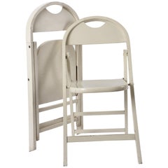 Pair of Achille Castiglioni White Wood "Tric" Chairs for Bonacina, 1960s