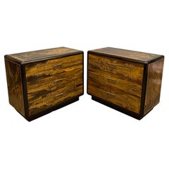 Pair of Acid-Etched Brass with Ebony Lacquer Dressers by Bernhard Rohne