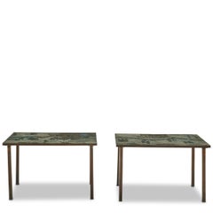 Pair of Acid Etched Bronze "Tao" Side Tables by Philip and Kelvin Laverne