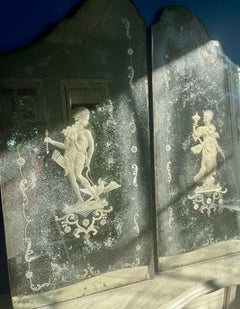 Pair or Set Acid Etched Mirror Figural Panels Depicting ‘America ‘and ‘Europa’