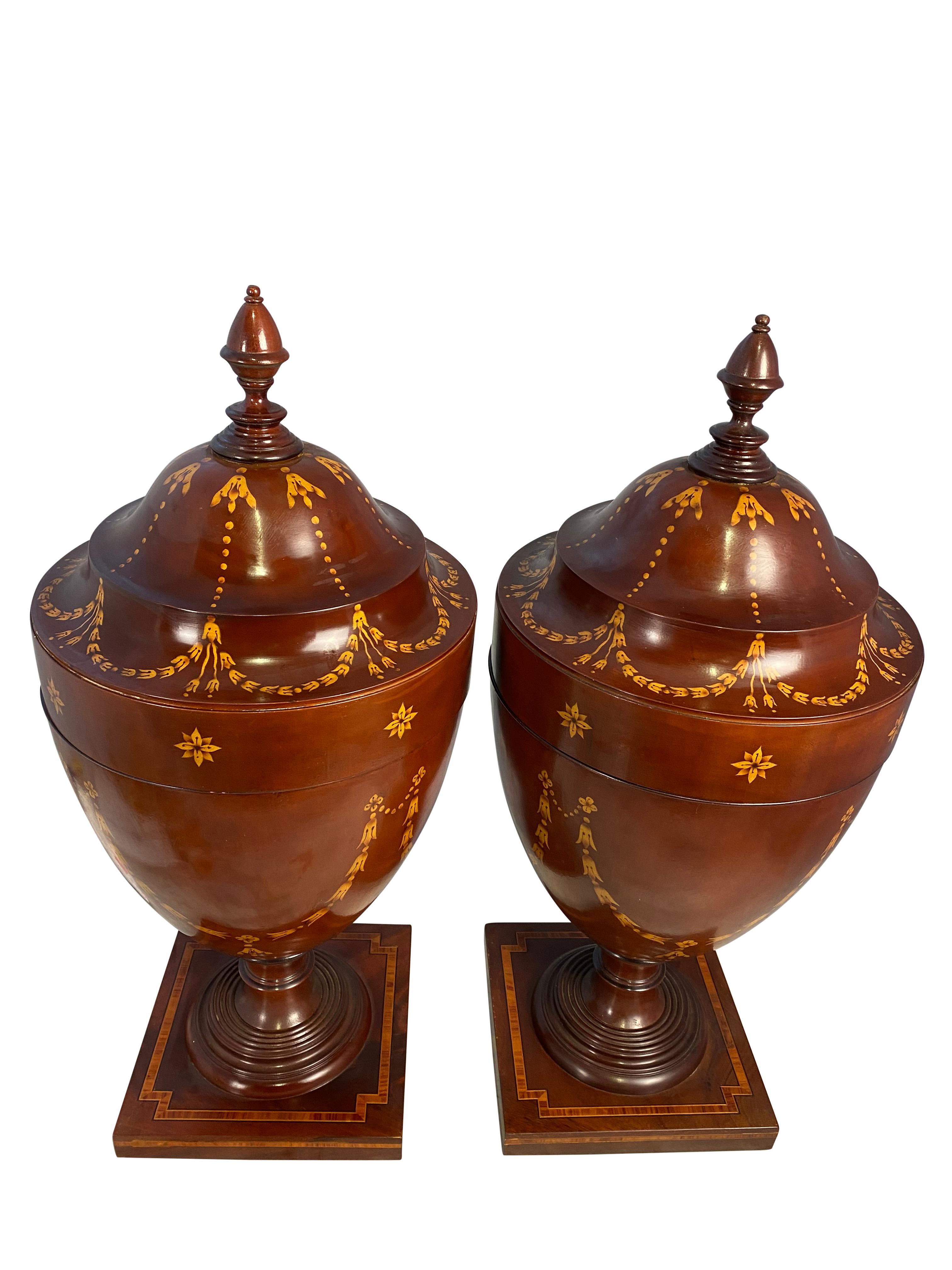 Woodwork Pair of Acorn Mahogany Knife boxes, 20th Century For Sale