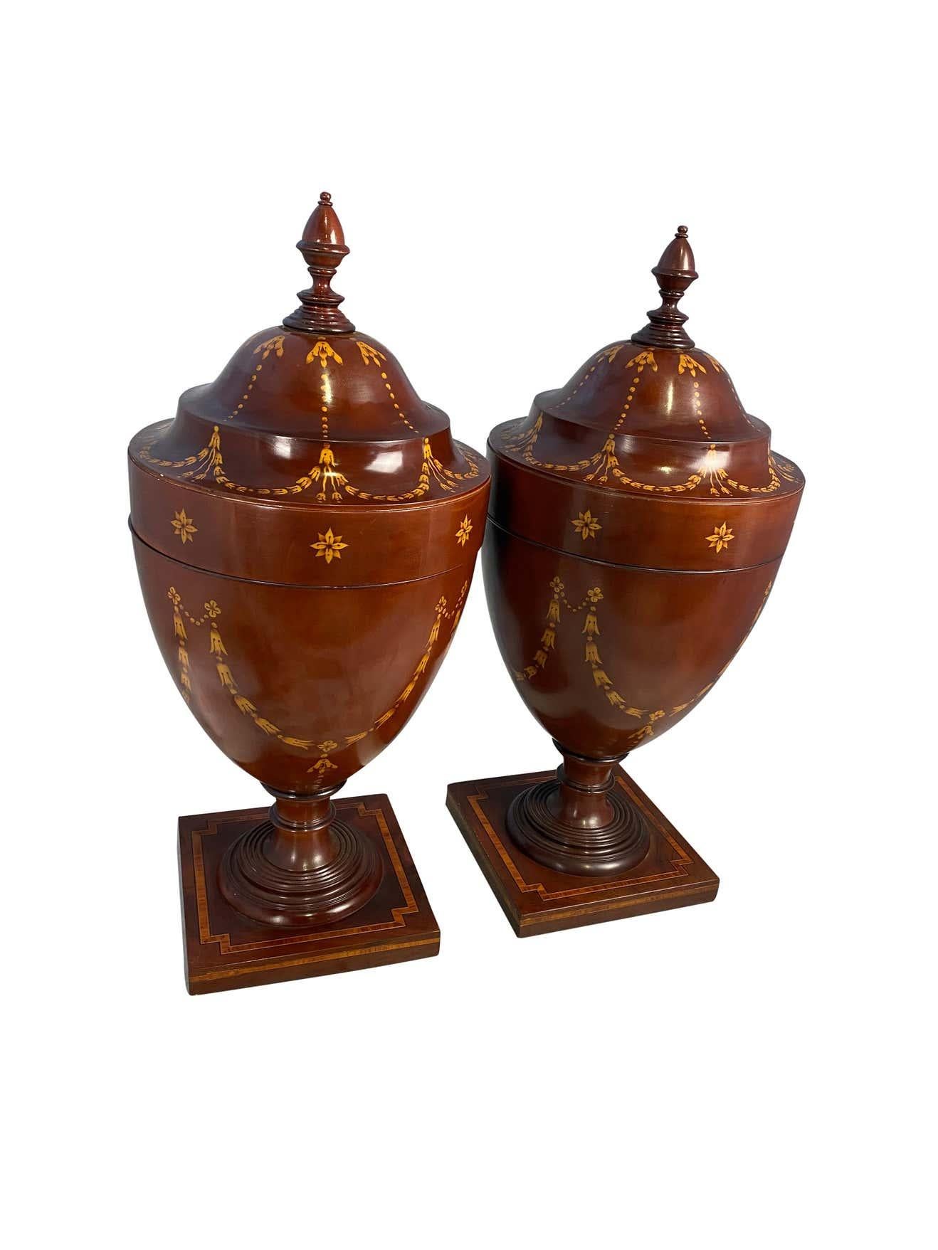 19th Century Pair of Acorn Mahogany Knife Boxes, 20th Century For Sale