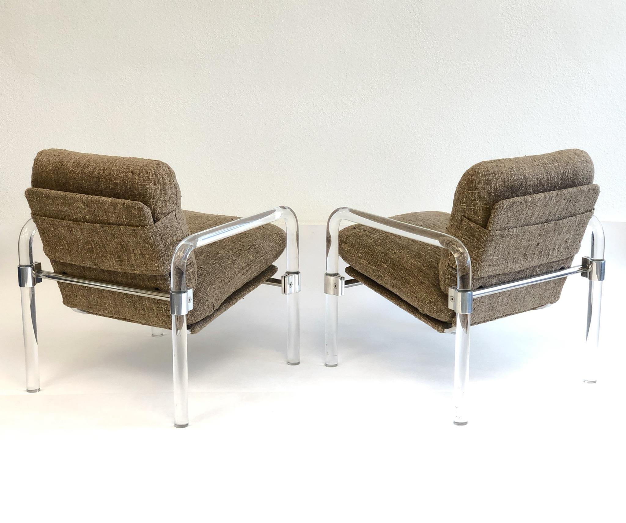 American Pair of Acrylic and Chrome Lounge Chairs by Jeff Messerschmidt