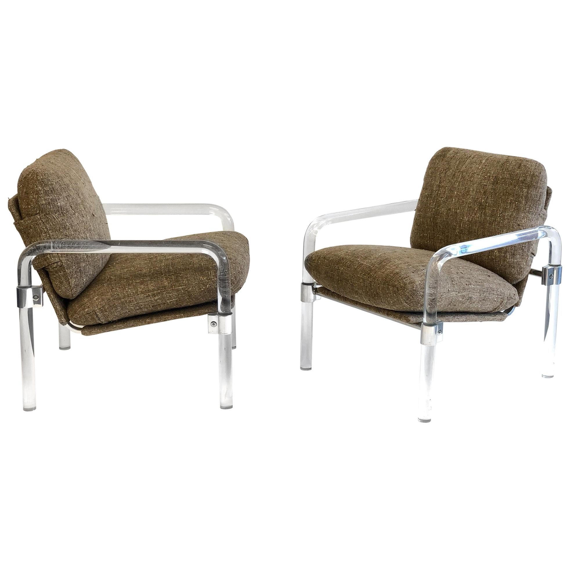 Pair of Acrylic and Chrome Lounge Chairs by Jeff Messerschmidt