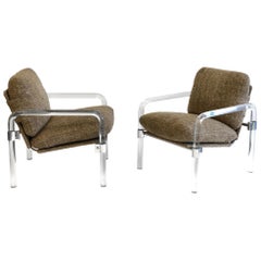 Pair of Acrylic and Chrome Lounge Chairs by Jeff Messerschmidt