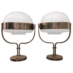 Pair of Acrylic and Chrome Table Lamps, 1970s