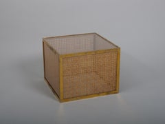 Pair of Acrylic and rattan cube tables