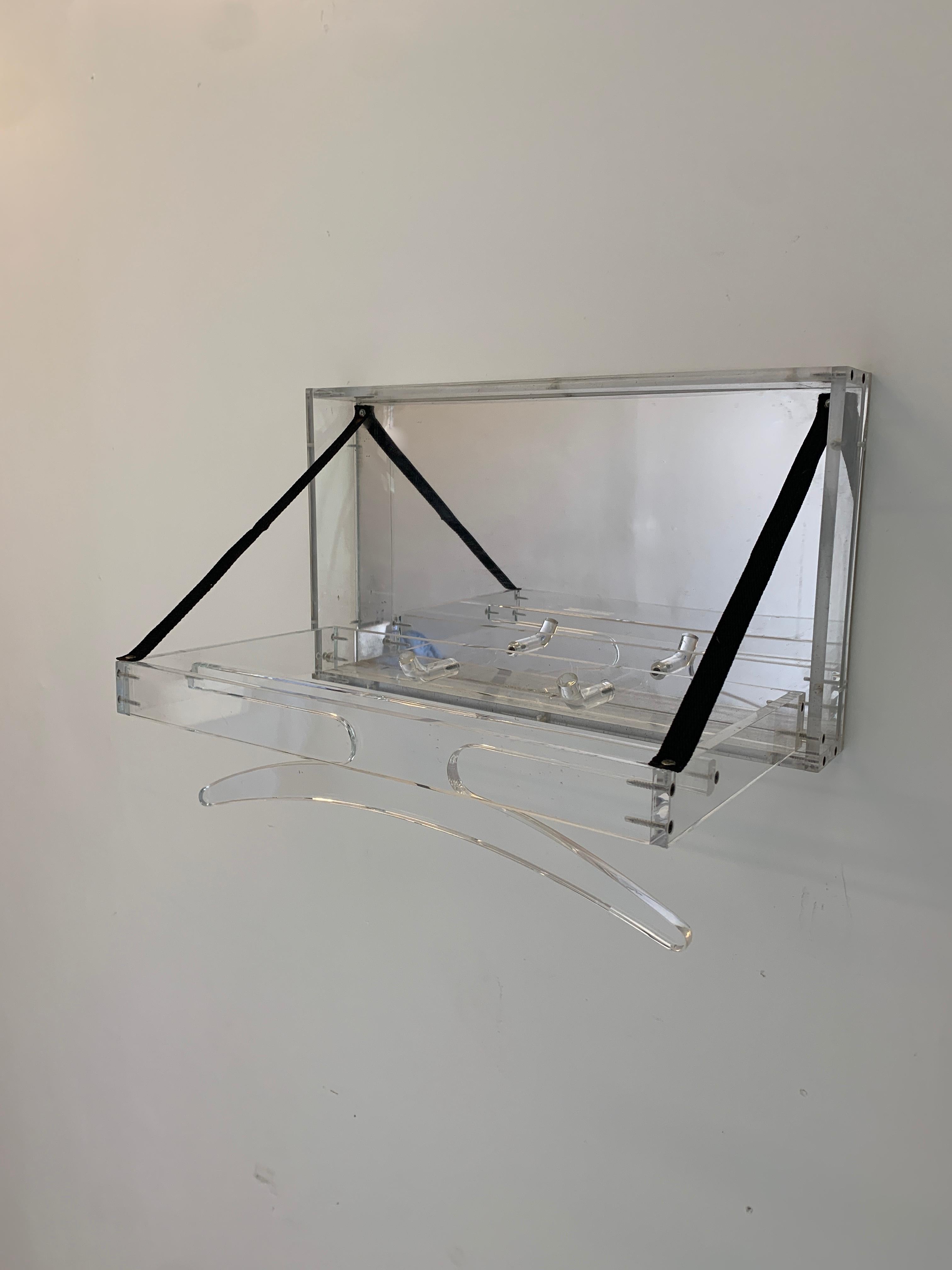 Scandinavian Modern Acrylic Collapsable Coat Rack with Mirror For Sale