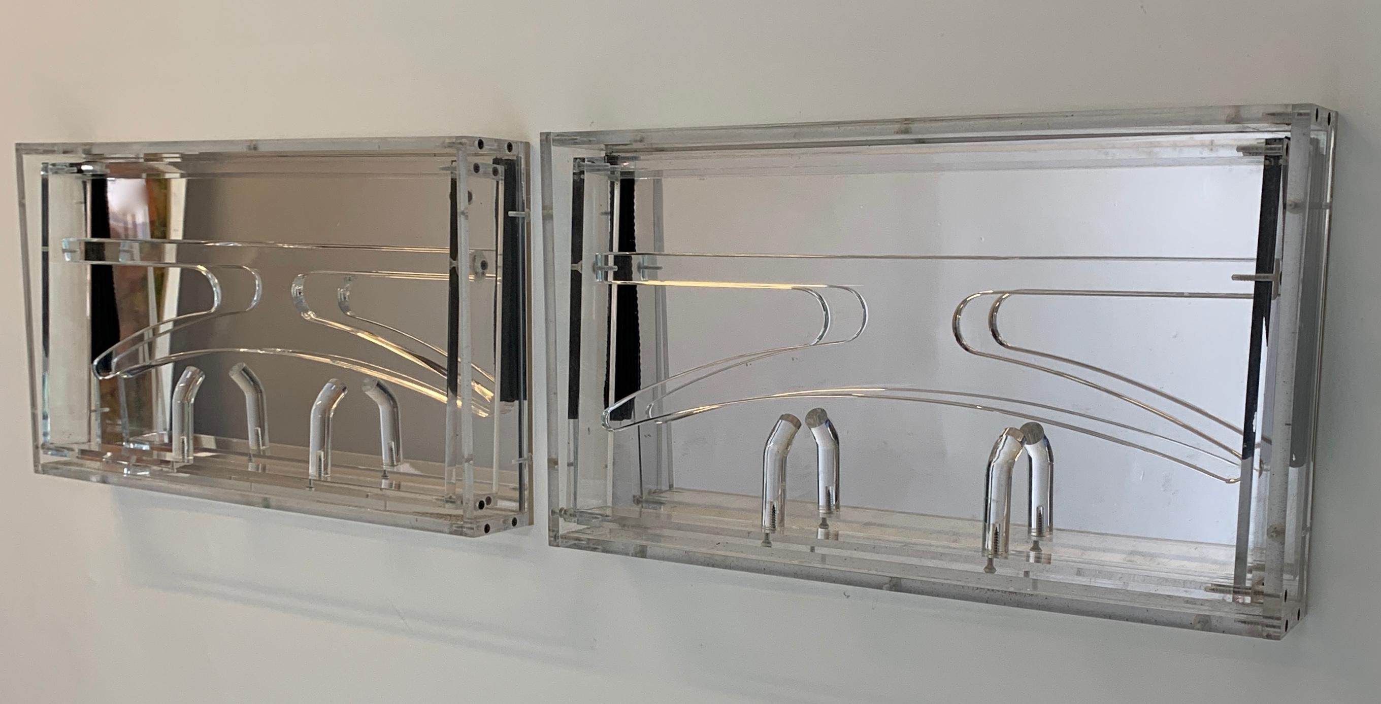 Acrylic Collapsable Coat Rack with Mirror In Good Condition For Sale In Los Angeles, CA