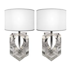 Vintage Pair of Acrylic Cutout Lamps