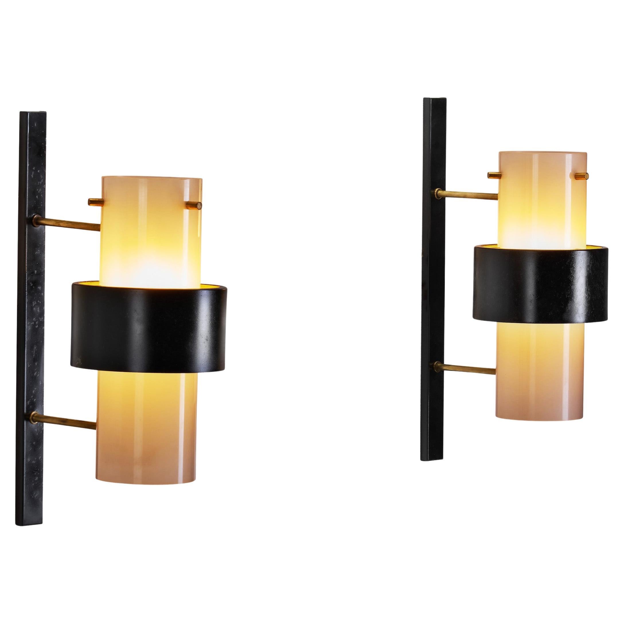 Pair of Acrylic Glass Wall Sconces by Maison Lunel, France 1950s For Sale