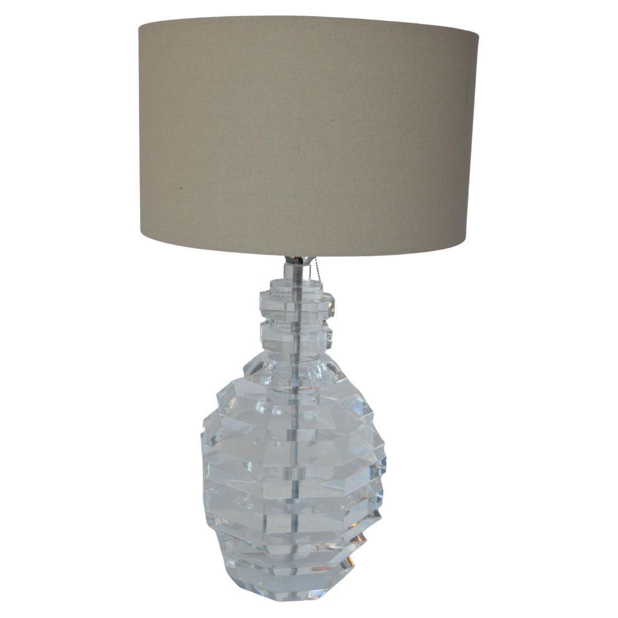 Large beautiful acrylic lamps with shades. Crafted in the 1970s.