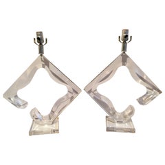 Pair of Acrylic Lamps Signed Van Teal Lamps