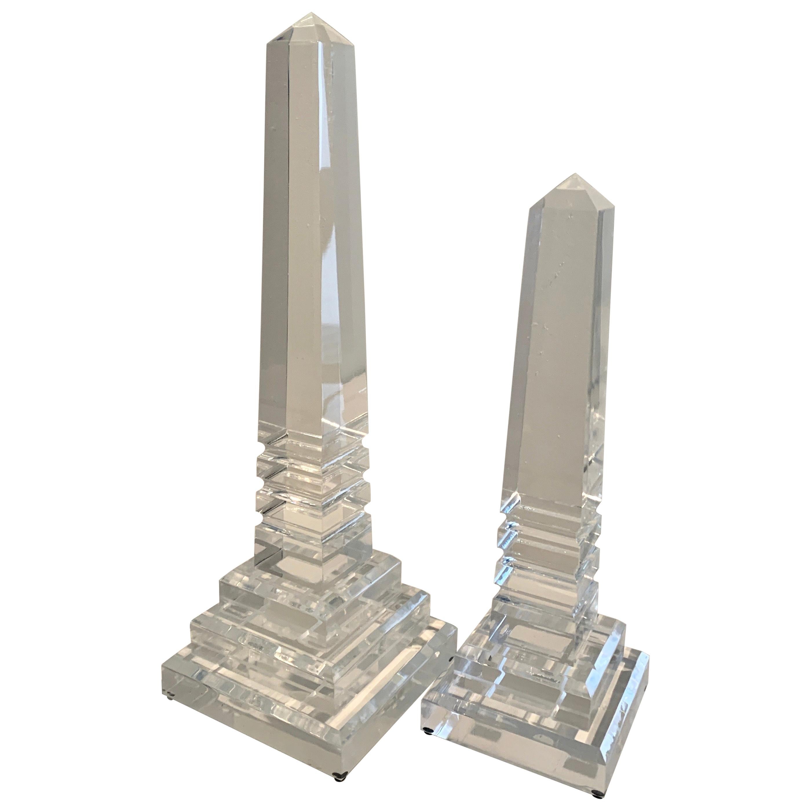 Pair of Acrylic Obelisks